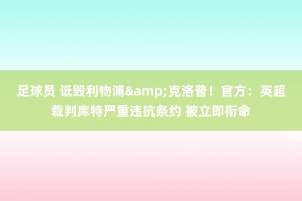 足球员 诋毁利物浦&克洛普！官方：英超裁判库特严重违抗条约 被立即衔命