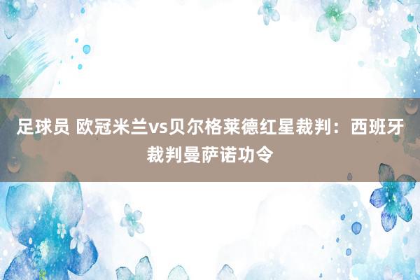 足球员 欧冠米兰vs贝尔格莱德红星裁判：西班牙裁判曼萨诺功令