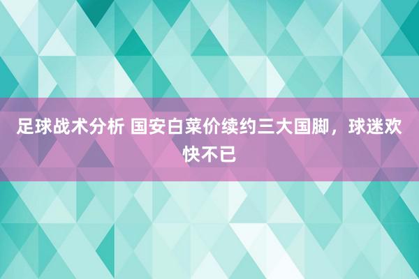 足球战术分析 国安白菜价续约三大国脚，球迷欢快不已